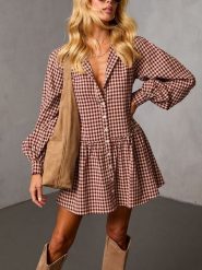 Milan Kiss Sukienka w kolorze bordowo-beżowym rozmiar: S. Brązowe sukienki damskie Milan Kiss, s, bez wzorów, bez kołnierzyka, bez ramiączek, mini, rozkloszowane. Za 178.79 zł.