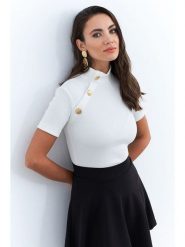 Trendyol Bluzka w kolorze białym rozmiar: S. Białe bluzki damskie Trendyol, s, bez wzorów, prążkowane, bez kołnierzyka, bez ramiączek. Za 56.79 zł.