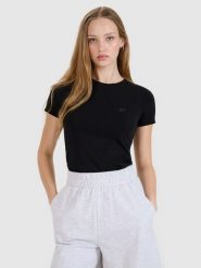 4F T-shirt slim gładki damski (2-pack) - czarny L. Czarne t-shirty damskie 4f, l, bez wzorów, z bawełny, bez kołnierzyka. Za 79.99 zł.