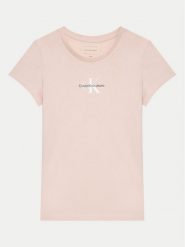 Calvin Klein Jeans T-Shirt Monogram IG0IG01470 Różowy Regular Fit. Czerwone koszulki dziewczęce Calvin Klein Jeans, z bawełny. Za 69.99 zł.