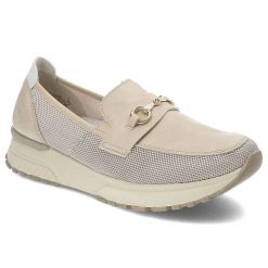 Beżowe Półbuty Rieker Sportowe Buty Damskie. Brązowe półbuty damskie Rieker, bez wzorów, ze skóry, eleganckie, bez obcasa. Za 289.00 zł.