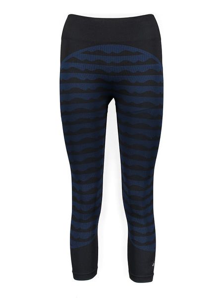 Adidas Legginsy sportowe "MMK Aknit" w kolorze czarno-niebieskim rozmiar: L. Czarne legginsy damskie Adidas, l, bez wzorów, z materiału, outdoorowe. Za 117.45 zł.