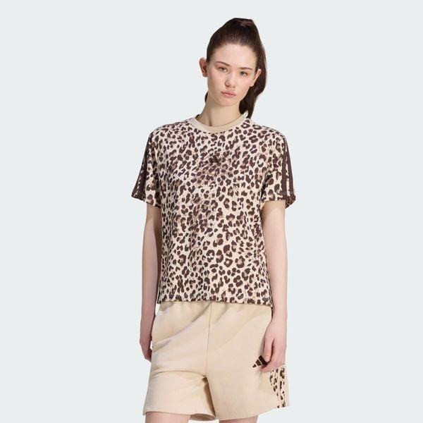 Koszulka Seasonal Essentials Animal Print. Białe t-shirty damskie Adidas, xl, bez wzorów, z bawełny, bez kołnierzyka. Za 149.00 zł.
