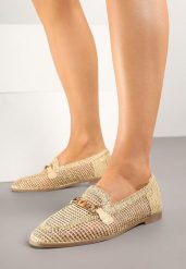 Beżowe Ażurowe Mokasyny Loafersy z Klamrą Koliswena. Brązowe mokasyny damskie Renee. Za 79.99 zł.