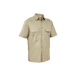 Koszulka myśliwska z krótkim rękawem 100. Brązowe koszule męskie SOLOGNAC, xl, z bawełny, bez ramiączek. Za 49.99 zł.