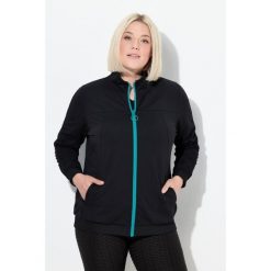 Damskie Bluza dresowa rękawy marszczone kaptur 2-kierunkowy zamek błyskawiczny. Czarne bluzy z kapturem damskie Ulla Popken, plus size, z dresówki. Za 349.99 zł.