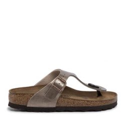 Japonki Birkenstock. Brązowe klapki damskie Birkenstock, bez wzorów, bez obcasa. Za 299.99 zł.