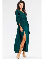 Awama Sukienka w kolorze ciemnozielonym rozmiar: XL. Zielone sukienki damskie Awama, xl, bez wzorów, bez kołnierzyka, bez ramiączek, maxi. Za 164.99 zł.