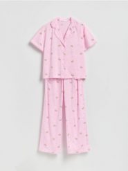 Dwuczęściowa piżama z misiem - różowy. Czerwone piżamy damskie Reserved, l, bez wzorów, z bawełny, bez ramiączek. Za 149.99 zł.