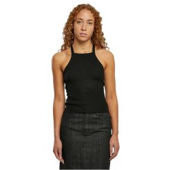 Damski dzianinowy cross-back tank top Urban Classics Rib. Czarne topy damskie Urban Classics, bez wzorów, z dzianiny, bez kołnierzyka. Za 198.50 zł.