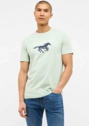 Męski T-Shirt Mustang Style Austin Frosty Green 1016484 6180. Zielone t-shirty męskie Mustang, l, bez wzorów, bez kołnierzyka. Za 69.99 zł.