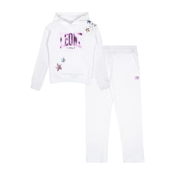 Bluza z bawełna z kaptur na czas wolny na co dzień. Białe spodnie dresowe damskie LEONE 1947 APPAREL, bez wzorów, z bawełny. W wyprzedaży za 124.24 zł.