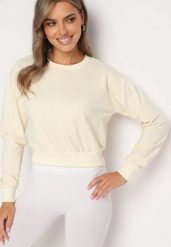 Jasnobeżowa Bluza z Dodatkiem Bawełny Wykończona Ściągaczami Evilaya. Brązowe bluzy bez kaptura damskie Born2be, l, z bawełny. Za 19.99 zł.