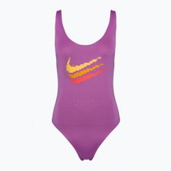 Strój pływacki jednoczęściowy damski Nike Multi Logo U-Back. Czerwone stroje jednoczęściowe damskie Nike, xs, bez wzorów. Za 149.99 zł.