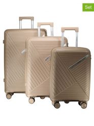 Geographical Norway 3-częściowy zestaw "Simi" w kolorze beżowym rozmiar: onesize. Brązowe walizki Geographical Norway, bez wzorów, z materiału. Za 391.99 zł.