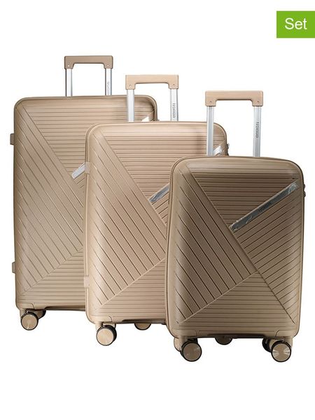 Geographical Norway 3-częściowy zestaw "Simi" w kolorze beżowym rozmiar: onesize. Brązowe walizki Geographical Norway, bez wzorów, z materiału. Za 391.99 zł.