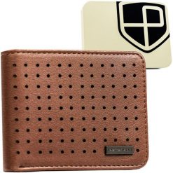 Brązowy portfel Peterson PTN EH-03Z. Brązowe portfele męskie Peterson, bez wzorów, ze skóry ekologicznej. Za 54.99 zł.