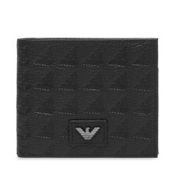 Portfel Emporio Armani. Czarne portfele męskie Emporio Armani, bez wzorów. Za 754.99 zł.