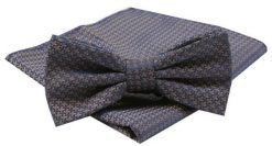 Mucha Męska z Poszetką w Zestawie - Alties - Brąz z Niebieskim. Niebieskie krawaty i muchy męskie Alties, bez wzorów, eleganckie. Za 54.00 zł.