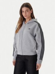 Adidas Bluza adicolor 3-Stripes JY2620 Szary Regular Fit. Szare bluzy bez kaptura damskie Adidas, s, z bawełny. Za 239.99 zł.
