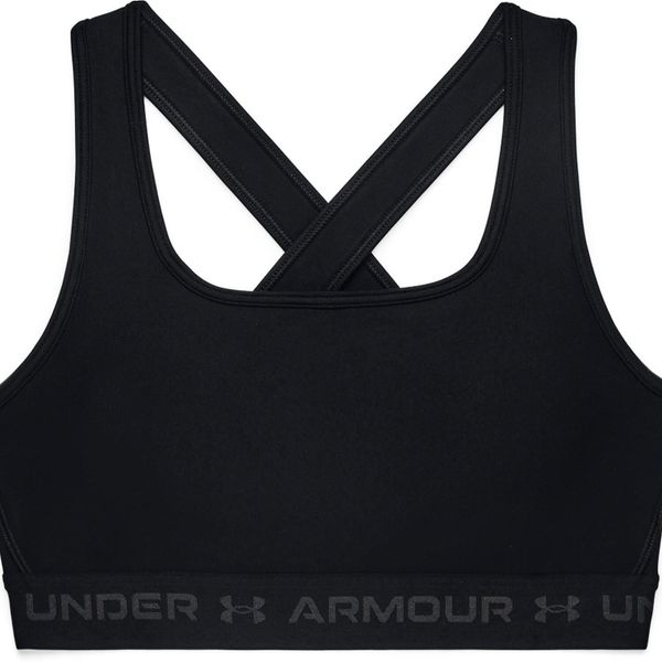 Biustonosz Under Armour Crossback Czarny Damskie. Czarne biustonosze sportowe damskie Under Armour, bez wzorów, z materiału. Za 175.20 zł.