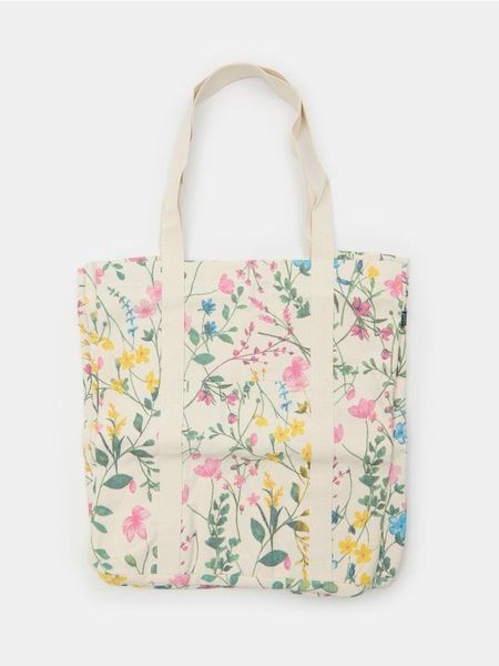 Torba z motywem kwiatów - wielobarwny. Torebki klasyczne damskie Sinsay, bez wzorów, bez dodatków. Za 35.99 zł.