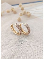 Atelier MIU Pozłacane kolczyki-kreole z cyrkoniami rozmiar: onesize. Żółte kolczyki damskie atelier MIU, z cyrkonią, pozłacane. Za 52.45 zł.