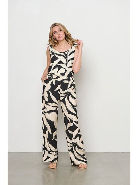 &Co Woman Spodnie w kolorze czarno-kremowym rozmiar: XL. Brązowe spodnie materiałowe damskie &Co Woman, bez wzorów, z materiału, z podwyższonym stanem. Za 144.58 zł.