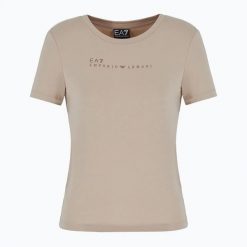 Koszulka damska EA7 Emporio Armani Natural Ventus 7. Brązowe bluzki sportowe damskie EA7 Emporio Armani, l, z elastanu, bez kołnierzyka, bez ramiączek. Za 229.99 zł.
