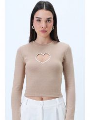 Trend Alacati Koszulka w kolorze beżowym rozmiar: 36. Brązowe bluzki damskie Trend Alacati, bez wzorów, bez kołnierzyka, bez ramiączek. Za 60.99 zł.