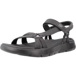 Sandały SKECHERS GO WALK FLEX SANDAL Czarny. Czarne sandały damskie Skechers, bez wzorów, z tkaniny, bez obcasa. Za 152.99 zł.