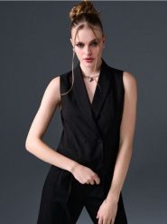 Kamizelka garniturowa dwurzędowa - czarny. Czarne kamizelki damskie Sinsay, l. W wyprzedaży za 24.99 zł.