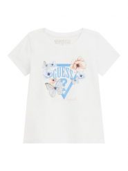 Guess T-Shirt K6RI21 K6YW4 Biały Regular Fit. Białe koszulki dziewczęce Guess, z aplikacjami, z bawełny, bez ramiączek. Za 89.99 zł.