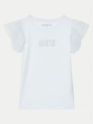 Guess T-Shirt J5RI17 K6YW4 Biały Regular Fit. Białe koszulki dziewczęce Guess, z aplikacjami, z bawełny, bez ramiączek. Za 69.99 zł.