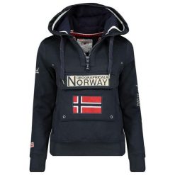 Bluza sportowa damska Geographical Norway Gymclass. Niebieskie bluzy bez kaptura damskie Geographical Norway, xl, z bawełny. Za 227.00 zł.