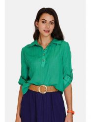 Le Jardin du Lin Lniana bluzka w kolorze zielonym rozmiar: 40. Zielone bluzki damskie Le jardin du lin, bez wzorów, ze lnu, klasyczne, bez kołnierzyka, bez ramiączek. Za 105.14 zł.