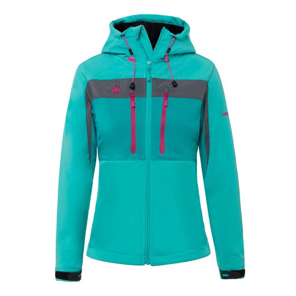 Kobieta trekking kurtka typu softshell izas Inatye. Czerwone kurtki damskie IZAS, m, bez wzorów, z softshellu, bez kaptura. Za 486.91 zł.