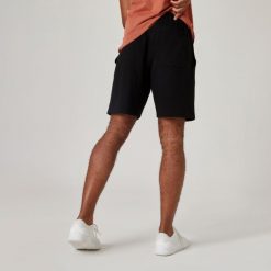 Second Life - Spodenki fitness męskie Domyos 500 Essentials - Stan Doskonały. Czarne szorty męskie DOMYOS, l, z bawełny, na fitness i siłownię. Za 41.99 zł.