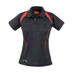 Damska koszulka polo Spiro Team Spirit. Czarne bluzki damskie SPIRO, bez wzorów, sportowe, bez kołnierzyka, bez ramiączek. Za 156.50 zł.