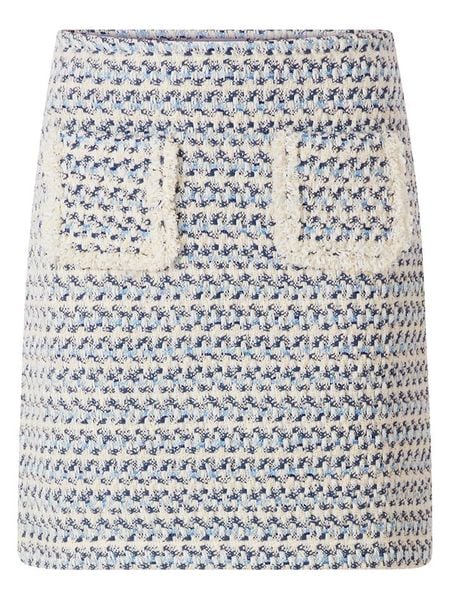 Rich&Royal Spódnica w kolorze biało-niebieskim rozmiar: M. Białe spódniczki damskie Rich&Royal, m, bez wzorów, z podwyższonym stanem, mini. Za 222.41 zł.