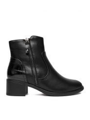 Clara Barson Botki CEO-RE21E838-37 Czarny. Czarne botki damskie Clara Barson, z materiału, bez obcasa, na słupku, bez zapięcia. Za 139.99 zł.