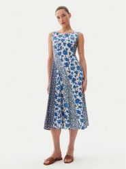 Weekend Max Mara Sukienka letnia Cubano 2515621062 Niebieski Relaxed Fit. Niebieskie sukienki damskie Weekend Max Mara, na lato, xs, bez wzorów, z bawełny, bez kołnierzyka, bez ramiączek. Za 999.99 zł.