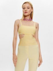 Patrizia Pepe Top 2K0172/K095-Y433 Żółty Slim Fit. Żółte topy damskie Patrizia Pepe, bez wzorów, z wiskozy, bez kołnierzyka. Za 449.99 zł.
