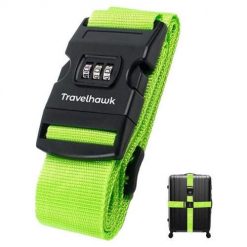 Pasek do walizki z zamkiem szyfrowym – Zielony. Czarne paski męskie TRAVELHAWK, bez wzorów, z materiału, eleganckie. Za 10.95 zł.