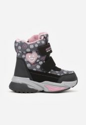 Szare Śniegowce w Kwiatki z Sercem i Napisem Alwedina. Szare śniegowce dziewczęce Born2be, z jeansu. Za 89.99 zł.