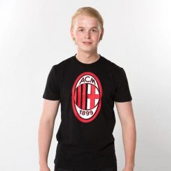 Koszulka z dużym logo AC Milan dla dorosłych. Czarne t-shirty sportowe męskie AC MILAN, bez ramiączek, do piłki nożnej. Za 104.99 zł.