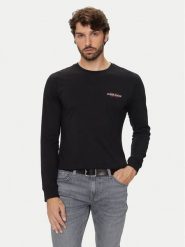 Guess Jeans T-Shirt 166061 Czarny Classic Fit. Czarne koszulki męskie z długim rękawem Guess Jeans, m, z aplikacjami, z bawełny, bez kołnierzyka. Za 129.99 zł.