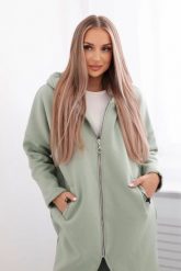 Bluza ocieplana długa ciemno miętowa. Zielone bluzy z kapturem damskie KESI, l, z bawełny. Za 355.46 zł.