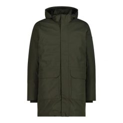 Kurtka parka z kapturem na zamek CMP. Zielone kurtki męskie CMP, bez wzorów, sportowe, z kapturem. Za 565.50 zł.