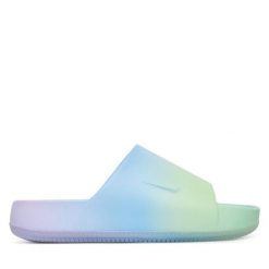 Klapki Nike. Niebieskie klapki damskie Nike, bez wzorów, bez obcasa. Za 216.99 zł.
